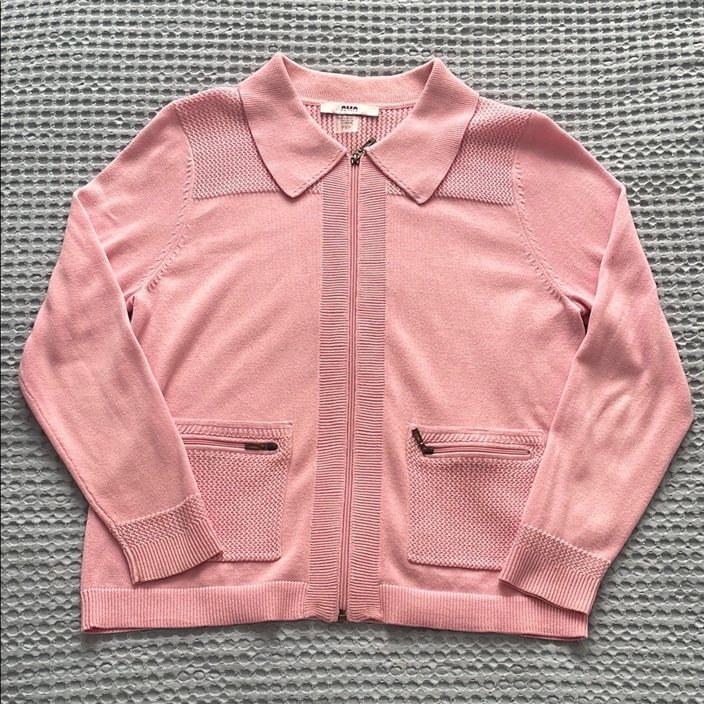 Alia Petite Pink Zip-Up Cardigan
